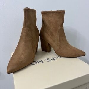 On 34th Womens Lydiaa Pointed-Toe Blo Camel Micro , Size 5.5 , NEW
